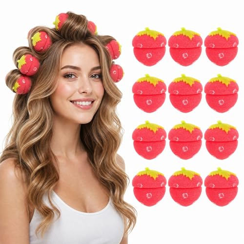 Rouleaux en mousse fraise Healifty bigoudis souples cheveux sans chaleur
