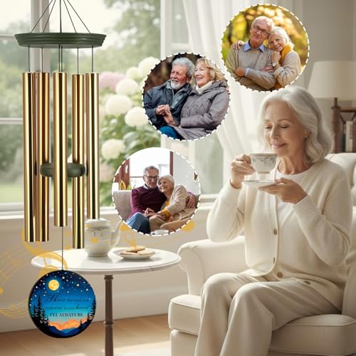 Image of Personalized Memorial Wind Chimes for Outside, Sympathy Gifts Wind Chime for Loss of Loved One, Beautiful Decor with Deep Tone, Ideal for Funeral, Remembrance & Bereavement, Produced in Texas