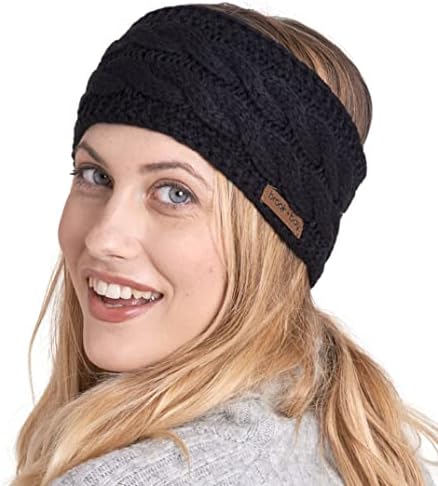 Brook + Bay Womens Winter Ear Warmer Headband - Fleece Lined Cable Knit Ear Band Covers for Cold Weather - Soft & Stretchy Head Wrap