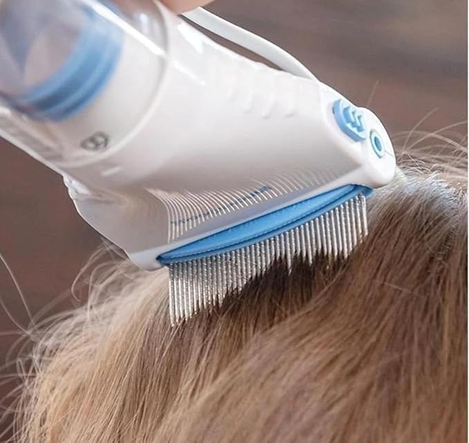 Image of Electrical Head Lice Comb Lice Removal Comb Electrical Chemical Free Head lice Comb Head Nits Capture Comb Head Lice Comb Eggs Remover Hair Cleaner Is Easy To Use And Suitable For Children Hair Vacuums Machine for lice removed. (white)