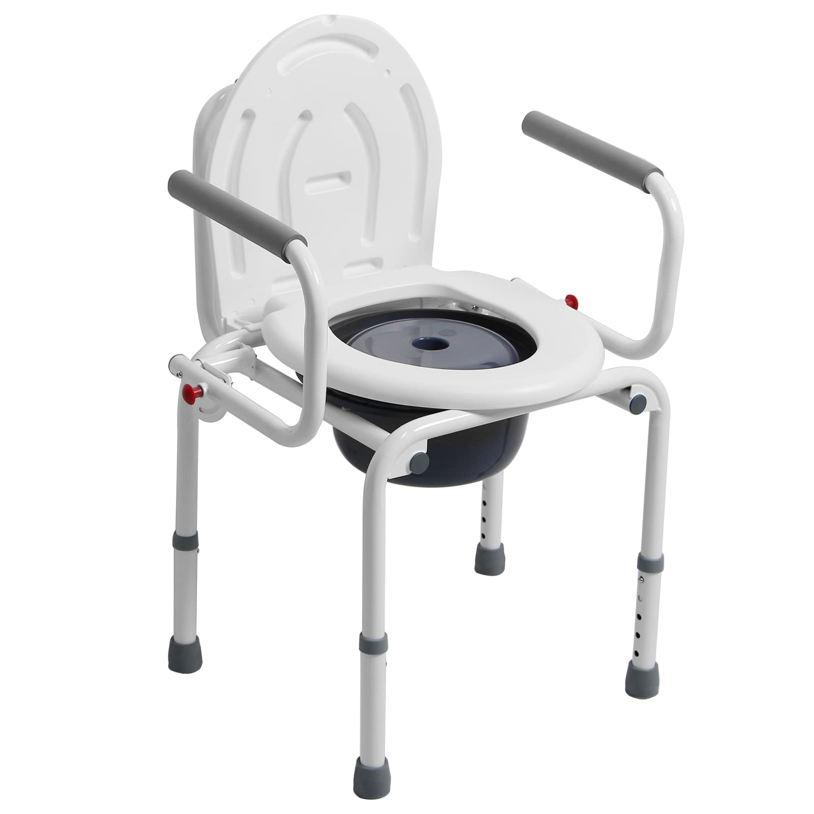 Wide Drop Arm Bedside Commode Chair, Heavy Duty Steel Frame Portable ...