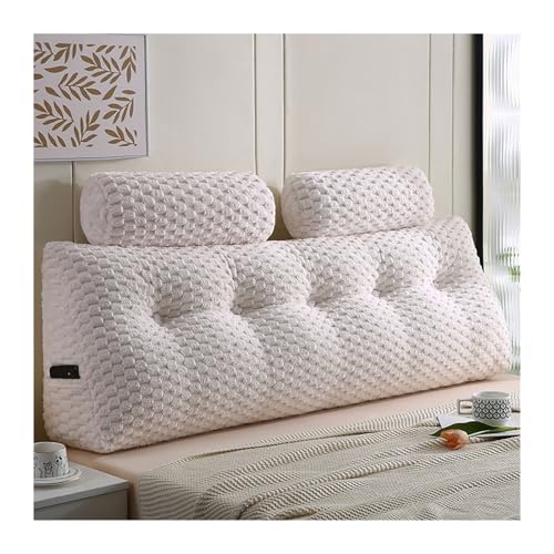 Cojín de respaldo para cama y sofá, cómodo cojín de lectura con rollo extraíble para el cuello y bolsillo lateral, ideal para soporte de pared y cama de día