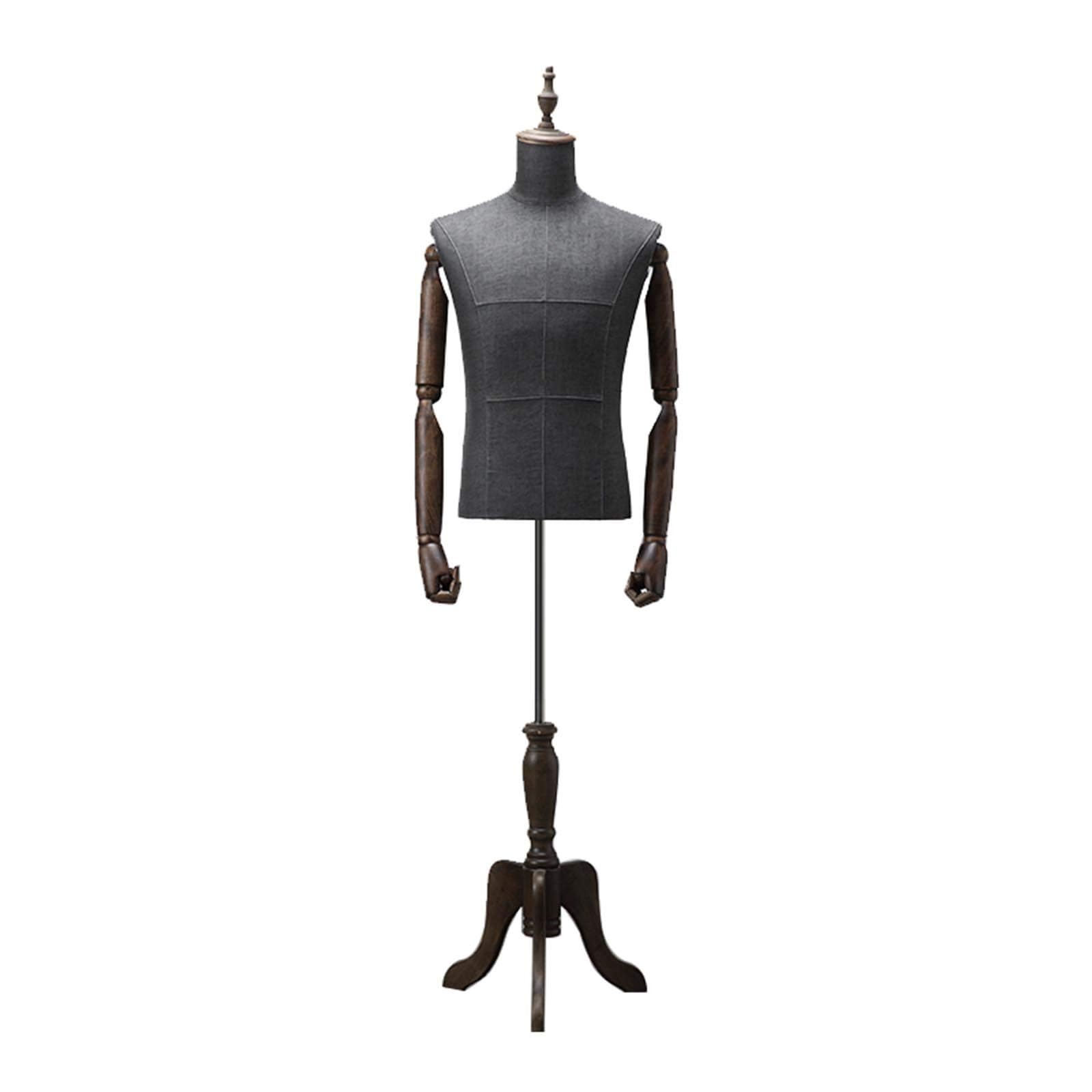 Torso de maniquí de caballero con pie de madera premium para exhibición de vestidos y chaquetas