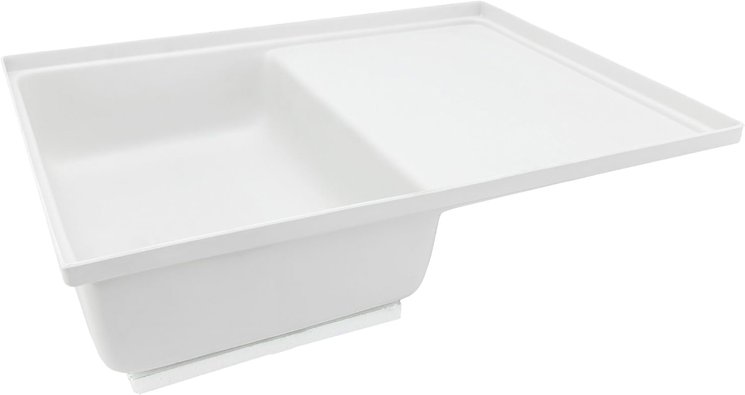 Tough Grade RV Shower Toilet Combo Pan – Left Drain, Dual-Function ABS Shower Base with Foam Support | Textured Anti-Slip Surface & 3" Uncut Drain | Polar White | Made in USA (Without Holding Tank)