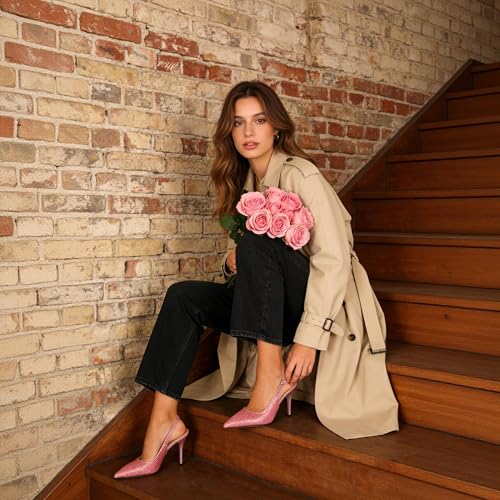 Image of YODEKS Women's Slingback Heels Pointy Toe Buckle Strap Pump Sandals Close Toe Stiletto High Heel Pumps Wedding Bridal Party Prom Shoes
