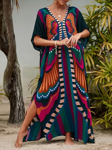 Image of Kaftan Dresses for Women Plus Size Summer Beach Dress with Print and Swim Cover Ups
