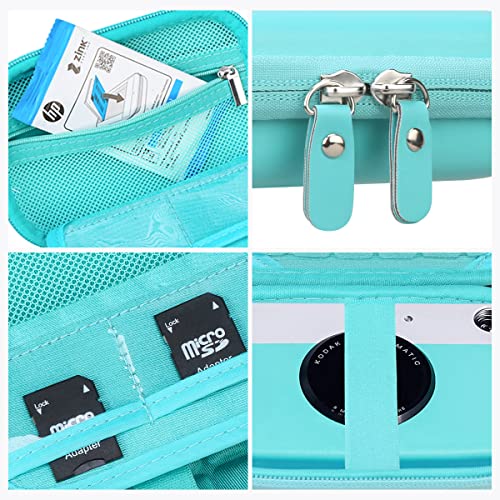 Elonbo Camera Carrying Case For Kodak Printomatic Digital Instant Print Camera, Portable Bluetooth Photo Printer Storage Holder Bag, ​Mesh Bag Fits Zink Photo Paper,Microsd Card,Usb Cable,Green+Green #TOP3