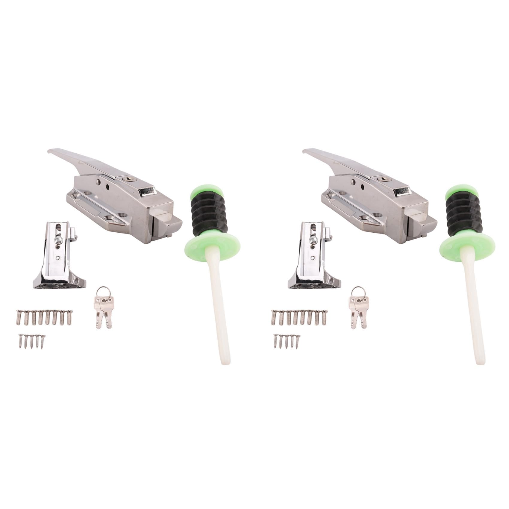 2 x Kit di chiavistello per porta di ghiaccio, set di maniglie di chiavistello di sicurezza con innesto regolabile e sblocco interno e chiavi