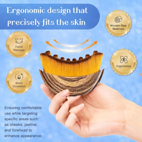 Image of Contour Face Brush for Sculpting & Drainage - Facial Massager for Jawline, Chin & Neck - Reduces Puffiness, Promotes Detox & Lift - Soft Bristles, Improves Skin Glow(Face-Jawline-Brush)