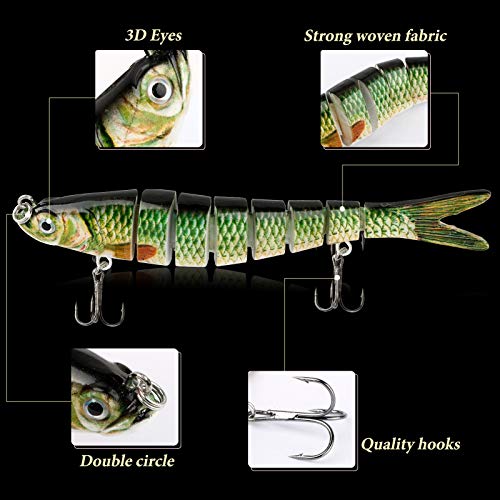 Foto von BHGT 3 Stück Wobbler Hecht Köder Set Kunstköder in Box Angelköder Swimbait zum Raubfisch Angeln mehrteilig mit Gelenk für realistischen Lauf 13.5cm 27g langsam sinkend