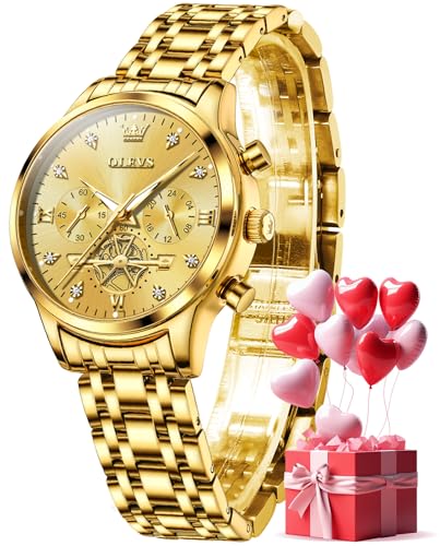 OLEVS Women Watches Luxury Diamond Wrist Watches for Women Gold and Silver Stainless Steel Waterproof with Date Quartz Ladies Watch