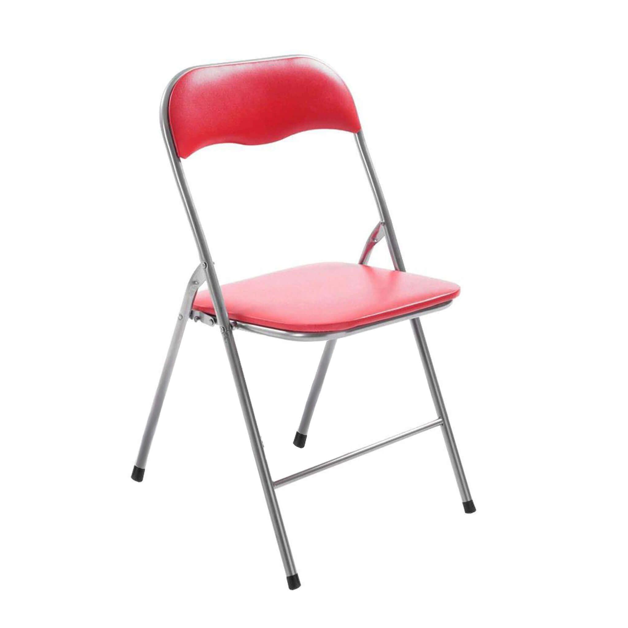 Milani Home s.r.l.s. Set Di 2 Sedie Pieghevoli Slim Rosse Opache Struttura Grigia Per Interno Sala Da Pranzo Salotto Cucina Ufficio