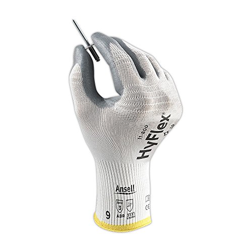Ansell 103346 Hyflex 11-800 Foam Nitrile Palm Coated Knit Assembly Gloves, 0.33" Height, 9.75" Length, 4.5" Wide, Size 11, White (Pack Of 12) #TOP4