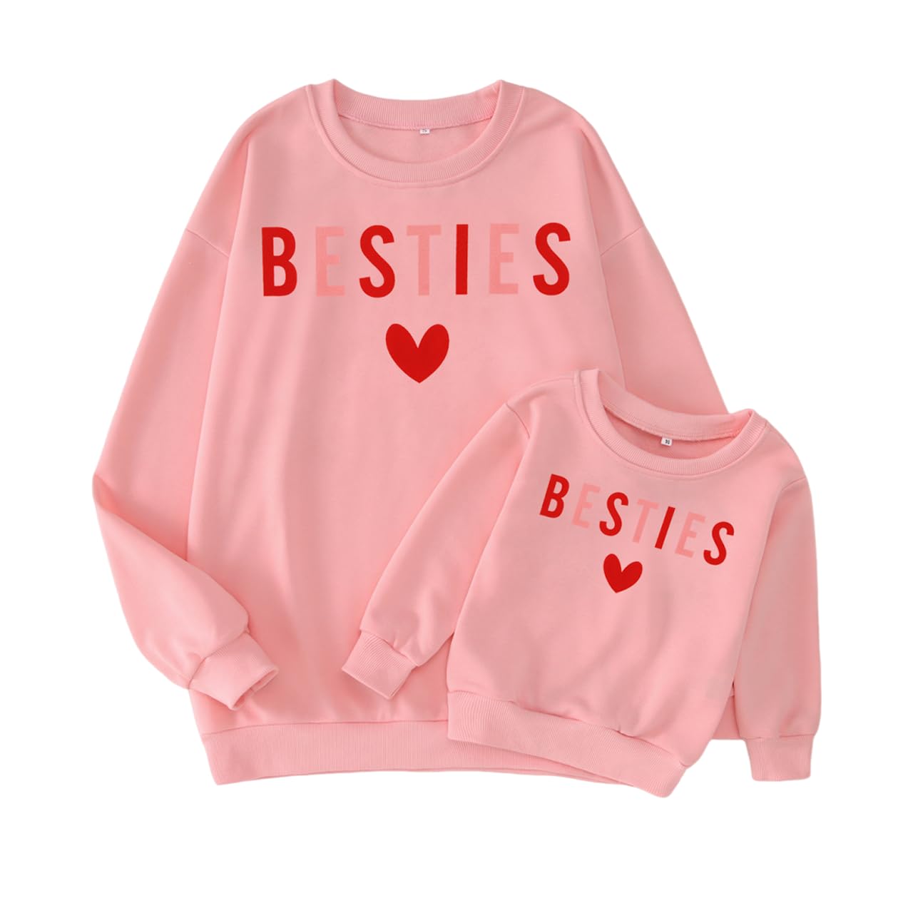 CM C&M WODRO Mother's Day Family Matching Sweatshirt Mom and Kid Cute Besties Heart Shirt Lightweight Long Sleeve Tops