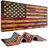 Mouse Pad Gaming - Desk Mat for Keyboard and Mouse - Large Mouse Pad for Desk, American Antique Flag Mousepad (31.5 x 11.8inch) with Non-Slip Base, Desks Pad Mat for Gaming, Office and Home