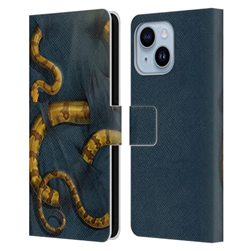 Housse Cuir iPhone 14 Plus Vincent HIE Serpent - Étui Portefeuille au Design Artistique