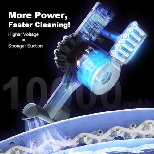 Image of 10000mAh 21.6V Battery Replacement for Dyson V7, 45 Min Runtime, Compatible with SV11 V7 Animal Motorhead Trigger Absolute Fluffy Car+Boat, Tool-Free Swap Clip & Switch Lock, 2-Yr Warranty
