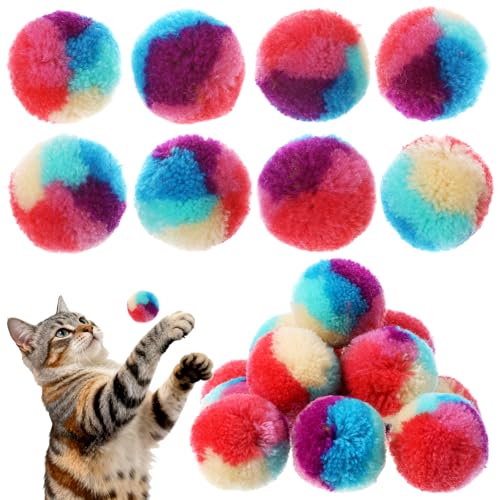 Xindojuz – Lot de 20 boules de pompons en fourrure de couleurs assorties – Jouet interactif en peluche douce et pelucheuse pour intérieur – 2,5 cm