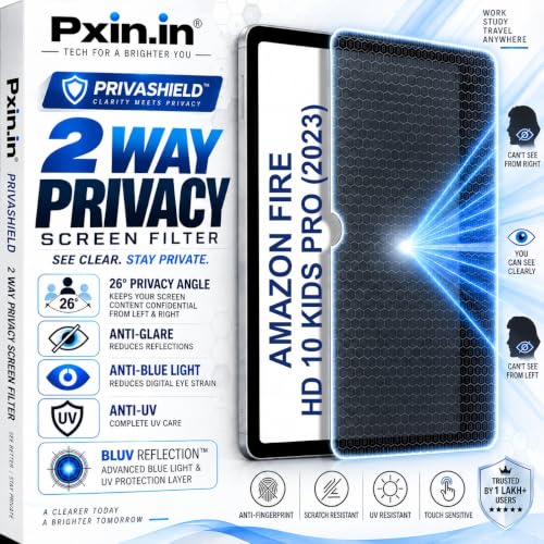 Image of Pxin Tablet Privacy Guard compatible with Amazon Fire HD 10 Kids Pro 2023 | 2 Way Privacy screen protector | Anti Glare | Anti Spy Screen | Anti Bluelight | UV Protect | Eye Protection | Privashield