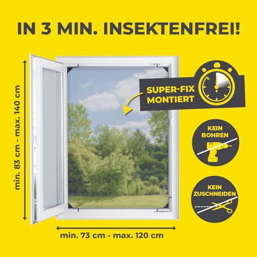 EASYmaxx Insect Protect | Teleskop-Insektenschutzgitter | Fliegengitter Fenster | mit vormontierten Rahmen | ausziehbarer Insektenschutz | integriertes Netz | anthrazit | 4er-Set