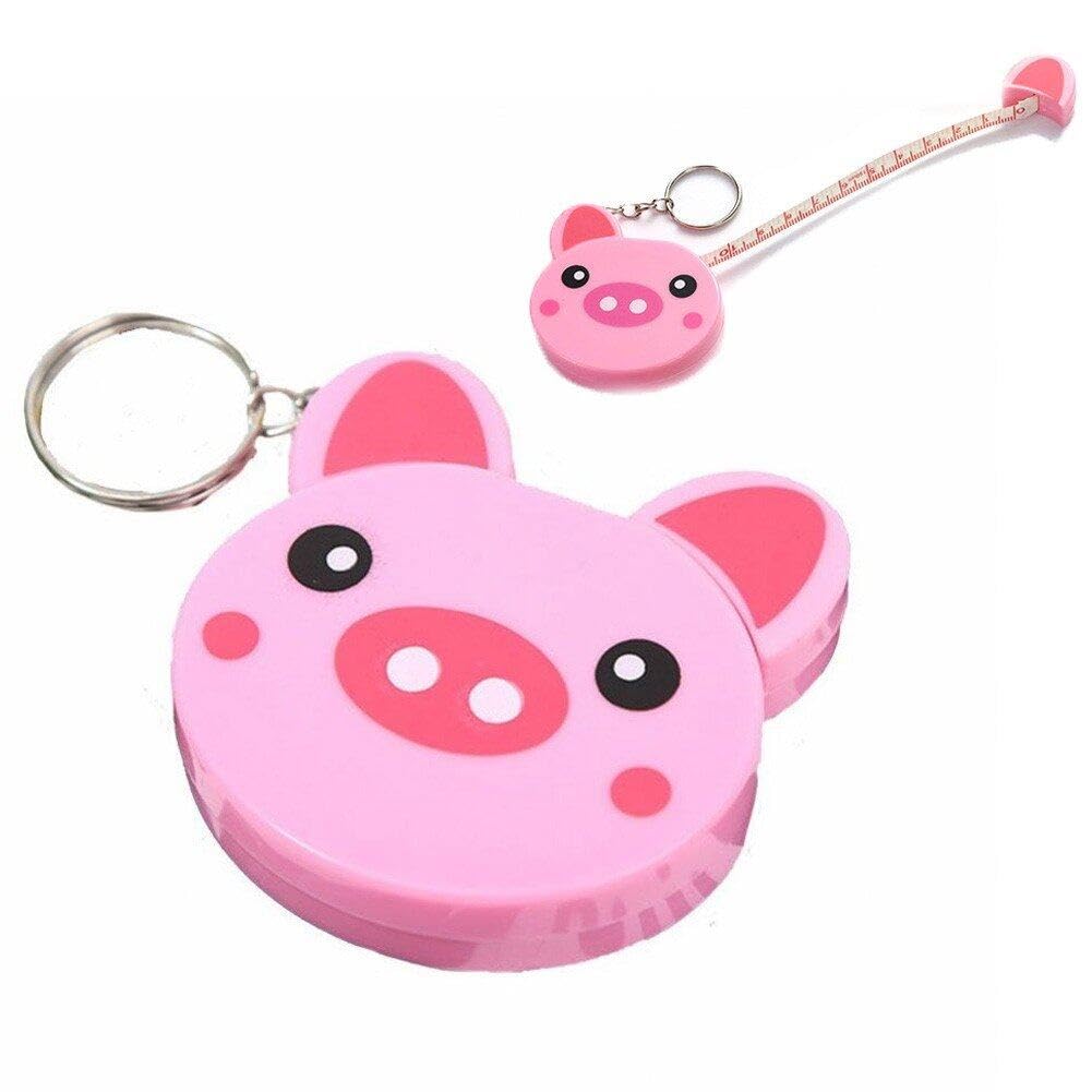 Sanfly Piggy 150Cm/60Inch Retractable Measure Tape Soft Mini Measuring Tape Cute Animal Sewing Ruler Small Tape Keychain