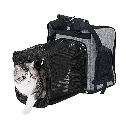 AIFY ペットキャリー ペットバッグ リュック2in1 持ち運べるペットの広々空間 猫 小型犬 中型犬用 ドライブ/キャンピング/旅行/通院/災害避難用 45×38×66 cm8kg耐荷