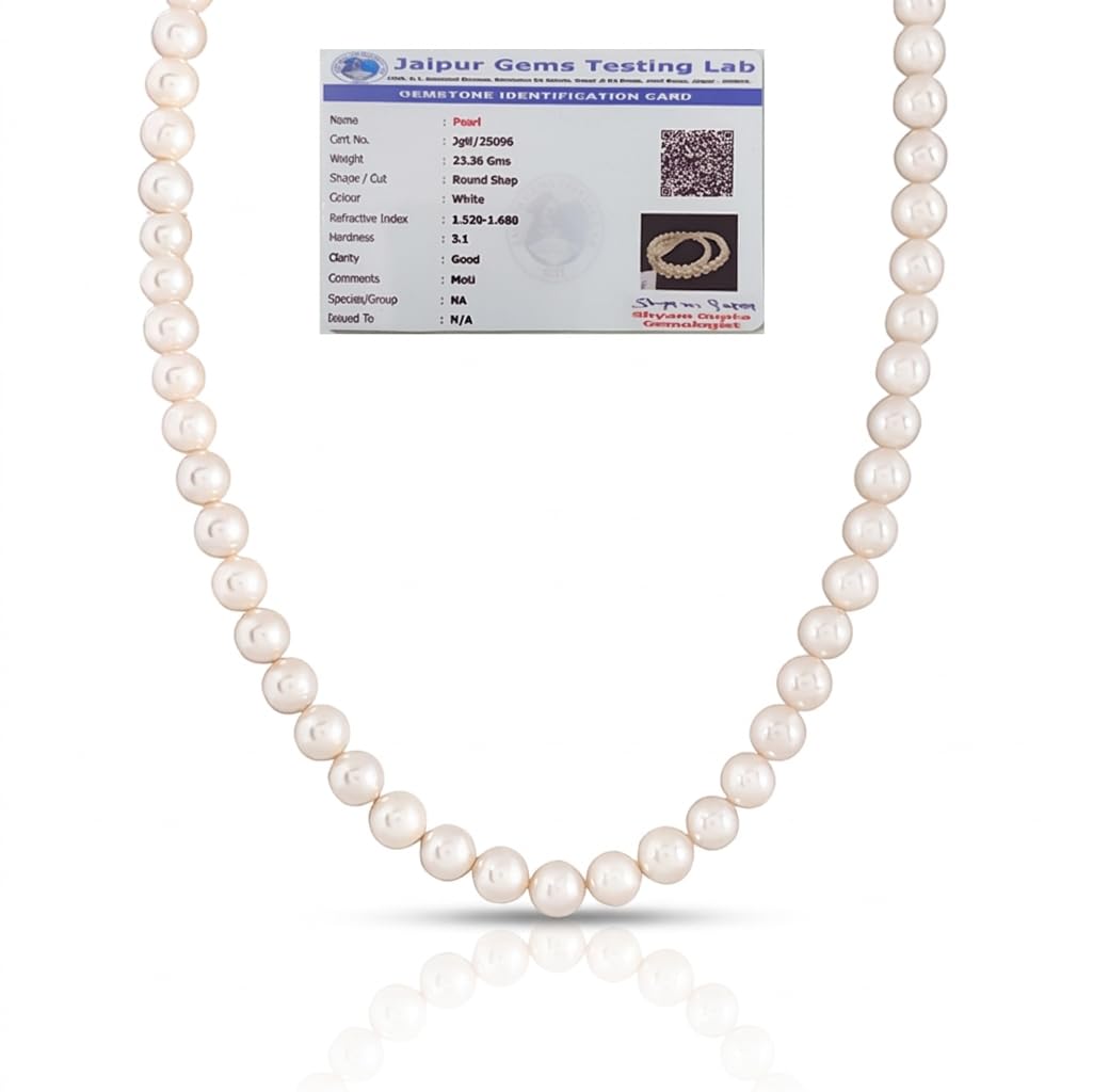 925 Silver Fresh Water Pearl Single Line Necklace| Pearl Mala| Gift for Women & Girls| With 925 Stamp & Lab Certificate-image-48