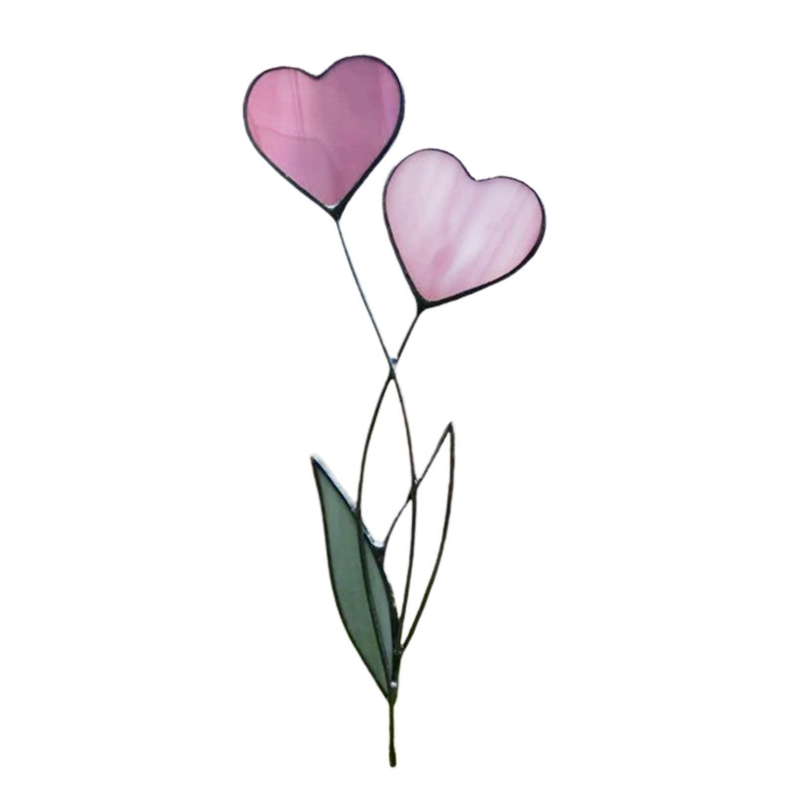 Eastuy Garden Metal Stake Decoration, Heart Plant Shaped Garden Art Outdoor Flower Stakes, Metal Yard Stake Decoration, Heart Flower Sign Yard Insert Stake, Indoor Outdoor Lawn Decoration