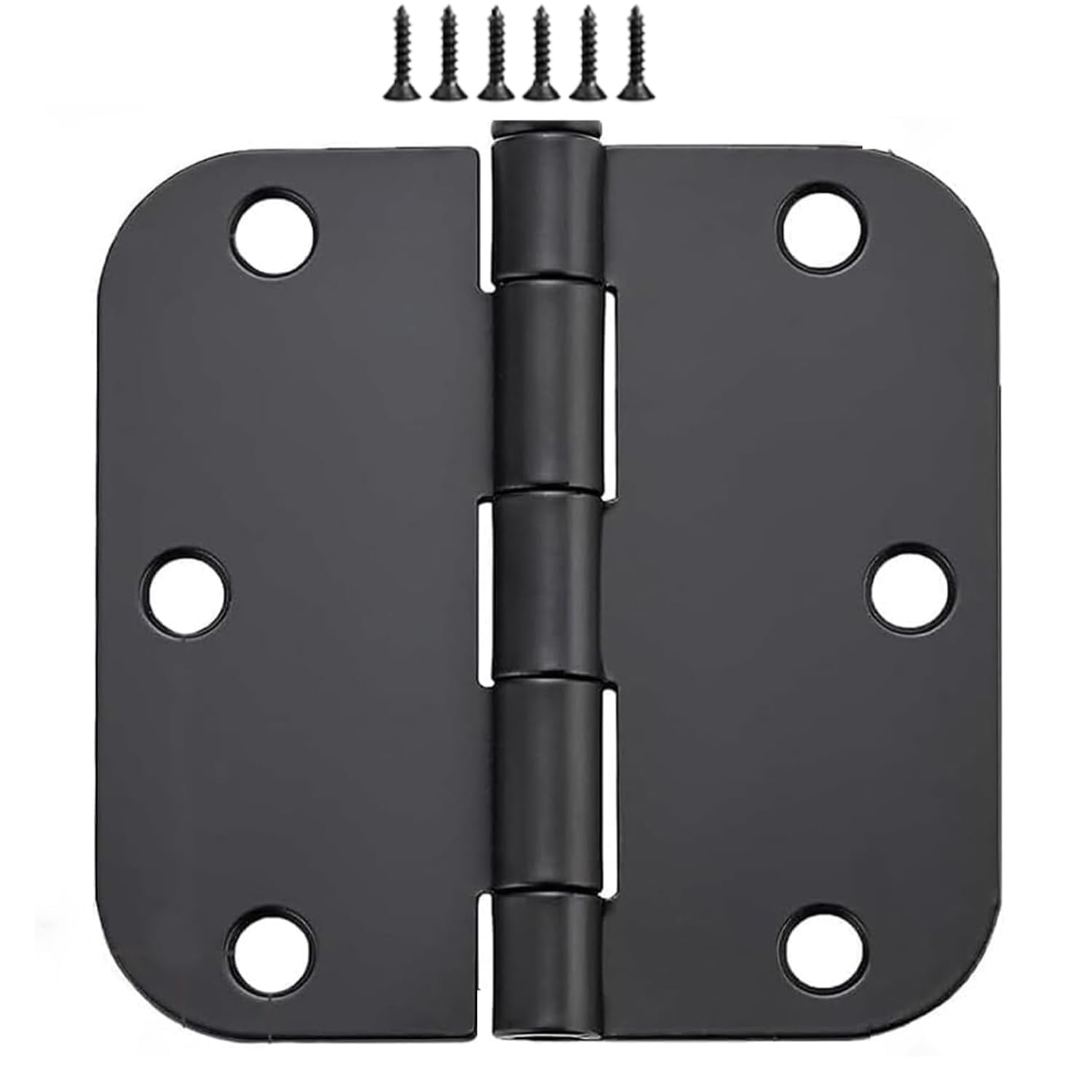 20 Pack Matte Black Door Hinges 3x3 Inch Standard Bedroom,Black Hinges for Interior Doors Rounded 5/8" Radius Corners Iron Hinge Door Round Hinge Hardware