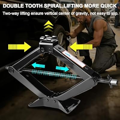 Scissor Jack for Car 3 Ton (6,600 lbs) - Portable Tire Jack Tool KitEquipped with Upgraded Cross Wrench kit, Portable tire Jack Replacement kit, and SUV MPV car Emergency Kit (3T Universal)