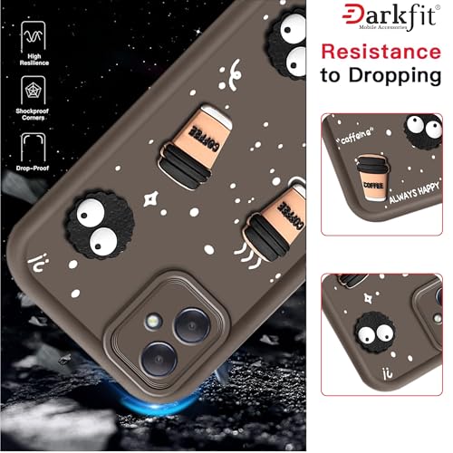 Image of DARKFIT Back Case Cover Compatible with Samsung Galaxy F05 / A05 | Cute Fun Cartoon Ball 3D Coffee Silicone Case | Body Protection | Camera Protection | Shock Proof | Color Brown | Pack of 1