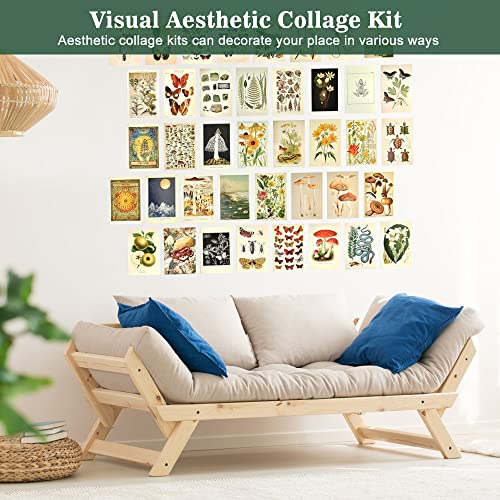 SIYINGSAERY 50 Stück Poster Collage Kit Vintage Karten Wand Collage Kit Aesthetic 4' x 6' Collage Druck Set Kit mit Doppelklebeband Indie Raumdekoration Wandcollage Kit für Schlafzimmern Büros