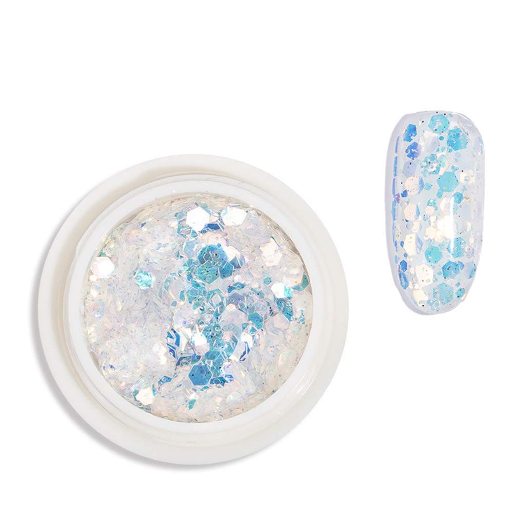 S.A.V.I 4 PCS. DIY Nail Art Gradient Glitter Magic Changing Color Laser Thin Sequins Mixed Mirror Hexagon Shape Mermaid Flakes Spangles Palette Craft Glitters Holographic Manicure (4 PCS-2) 3