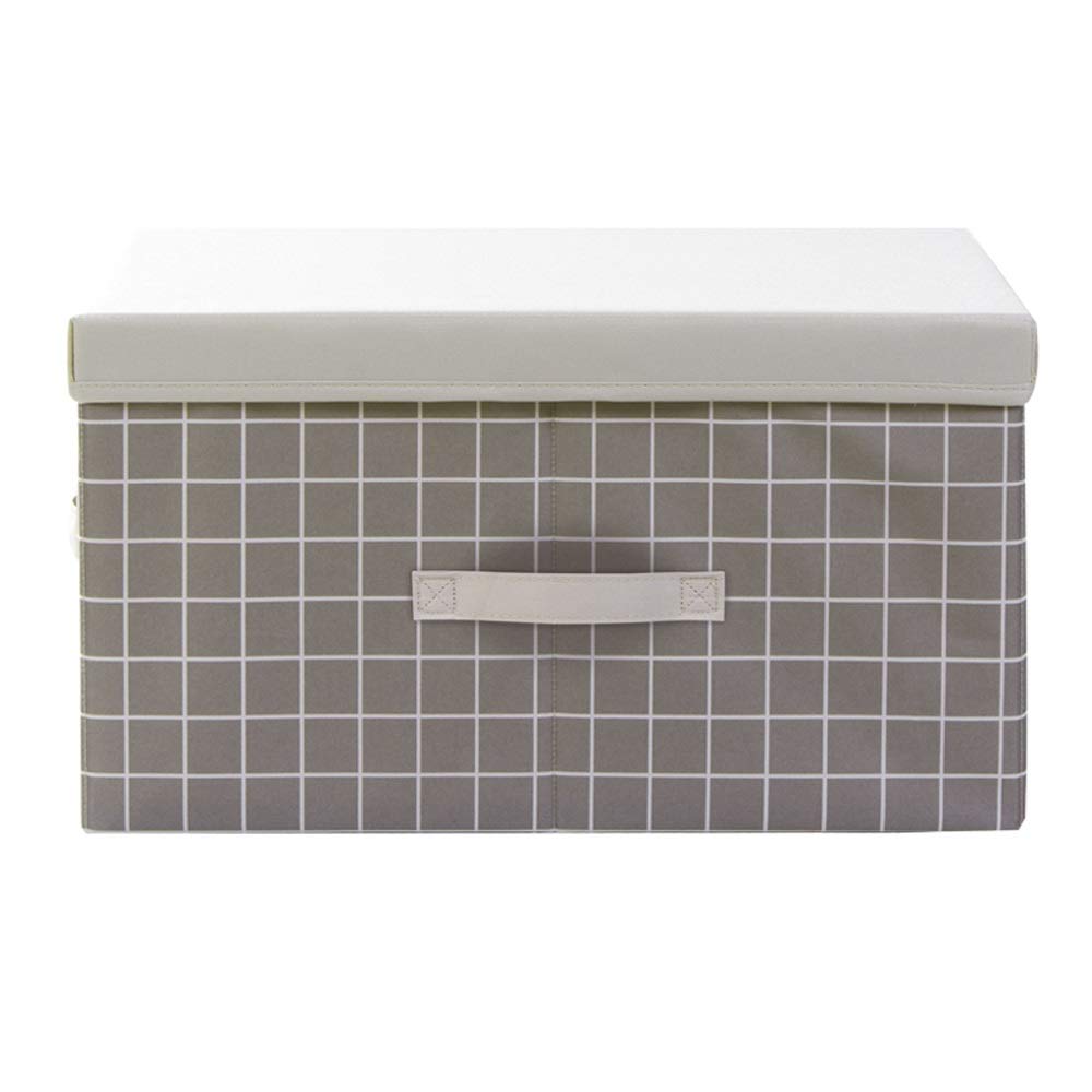 ETRGFTHU Storage Box Fabric Box Wardrobe Storage Box Clothes Storage Box Household Folding Box Washable Odorless(Dark gray grid,40x30x25cm)
