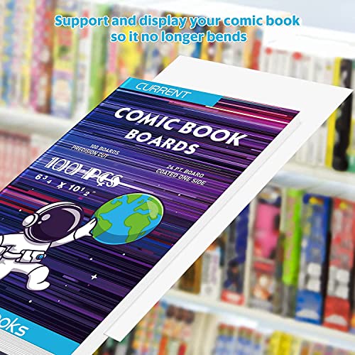 Image of YSCare 200 Comic Book Boards, Current Size Comic Book Boards, Acid-Free Backing Board,Thick and Durable Books Board for Regular Comics Archival (White)