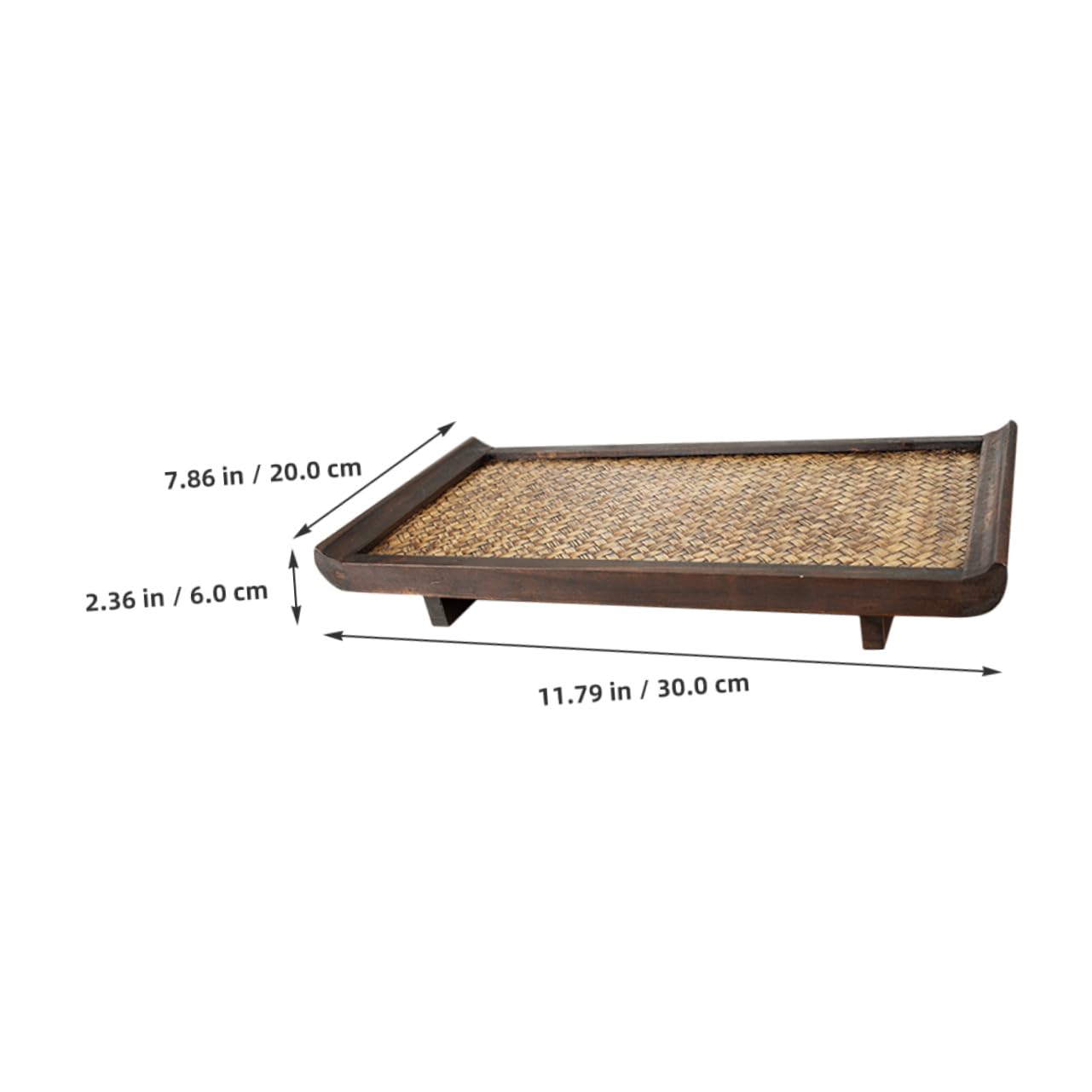 Alipis Bandeja De Ratán De Madera Rectangular para Servir Té y Comida Bandeja para Guardar Tazas Salón De Belleza y Restaurante
