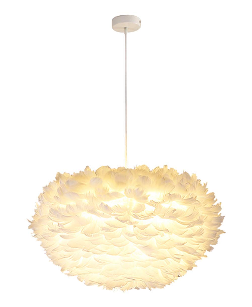 J P Creative Feather Ceiling Pendant Light, Diameter 50 cm/19.69 inch (White)