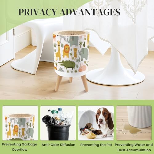 Caneca de basura redonda con tapa y patas 7L miniatura 4