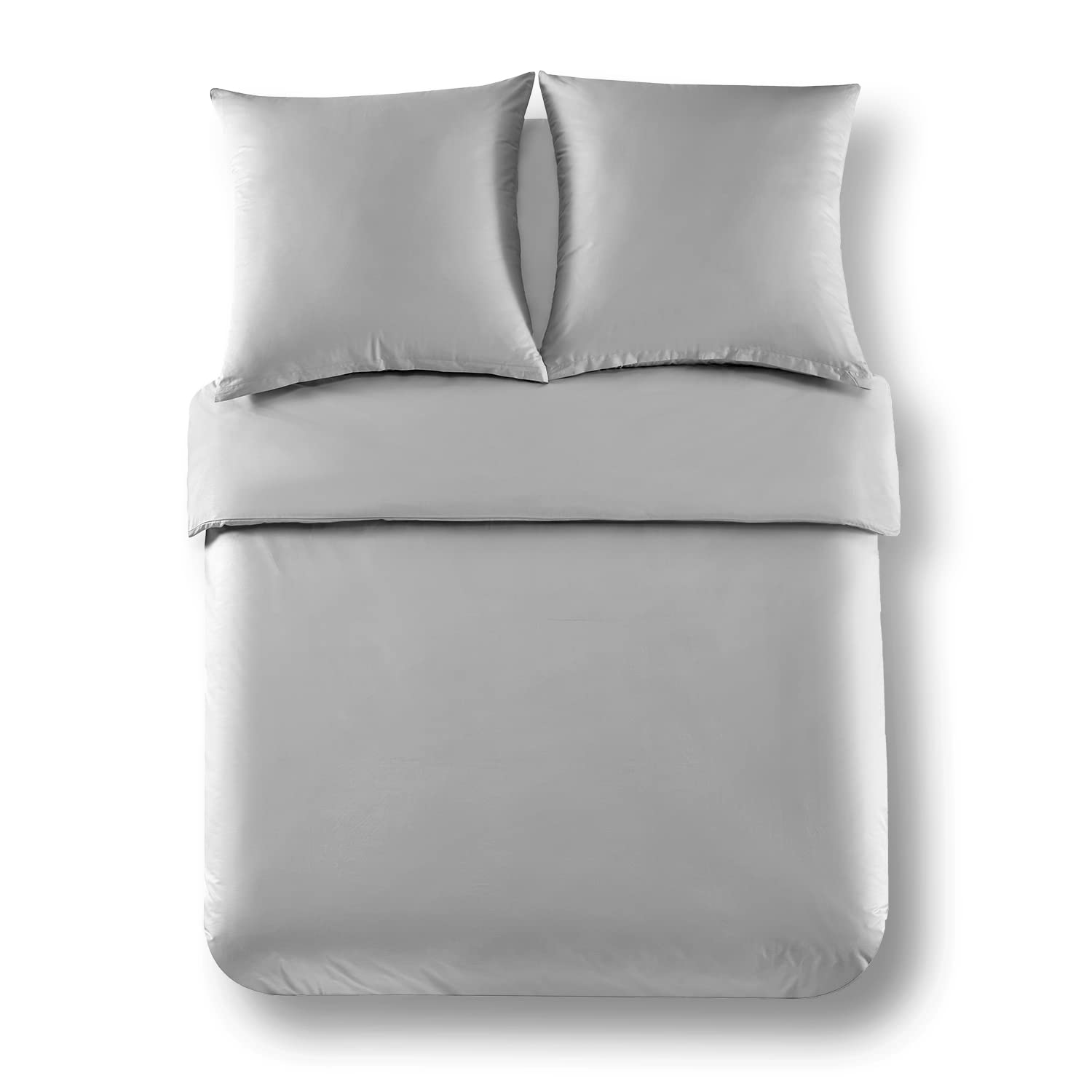 Alreya Renforcé Bettwäsche 240 x 220 cm mit 2 Kissenbezuge 80 x 80 cm - 100% Baumwolle mit Reißverschluss, Superweiches Bettbezug, Grau
