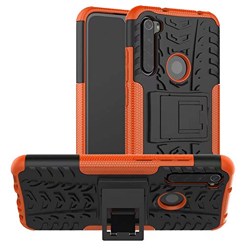 HAOYE Funda para Xiaomi Redmi Note 8T Funda, Carcasa [Tough Armor Series] Robusta Armadura Híbrida TPU/PC, Protector Interno TPU a Prueba de Golpes + Soporte Plegable. Naranja