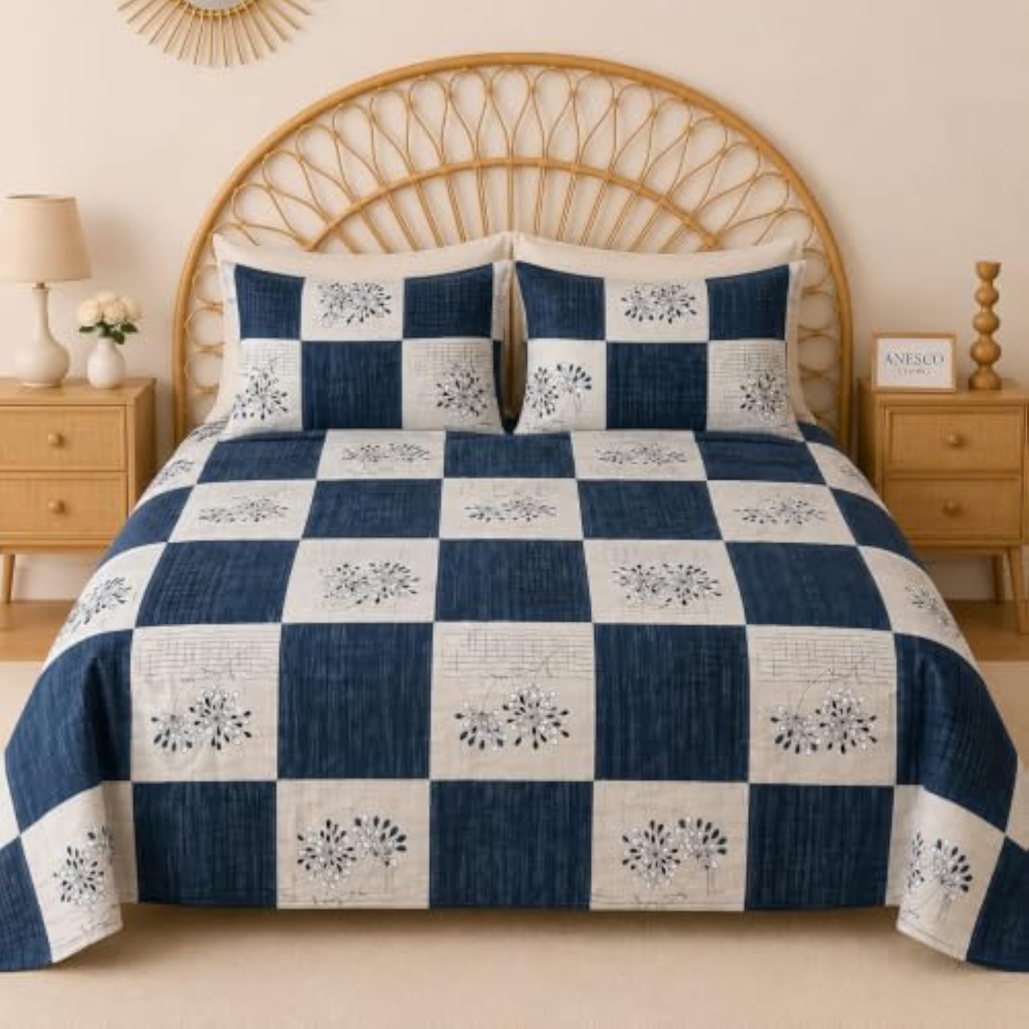 Premium Double Bedsheet with 2 Pillow Covers, Multicolor