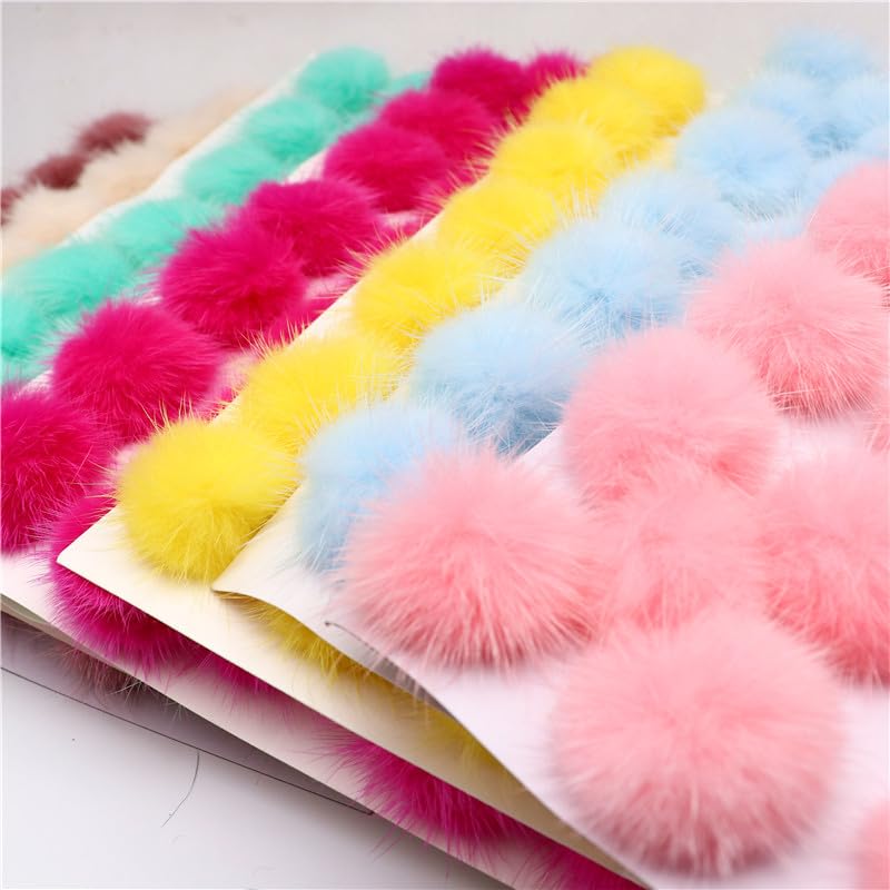 3 cm Pompon-Kugeln geeignet für Schlüsselanhänger Trim DIY Schmuck Handwerk Zubehör (Farbe: Weinrot, Größe: 30 mm, 80 Stück 1 Karte)