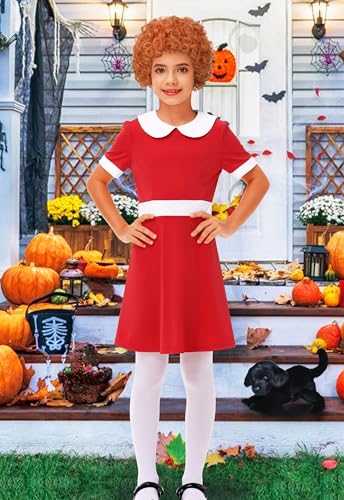 Remimi Halloween Girls Short Sleeve Peter Pan Collar A-Line Red Dresses 3-14 Years3