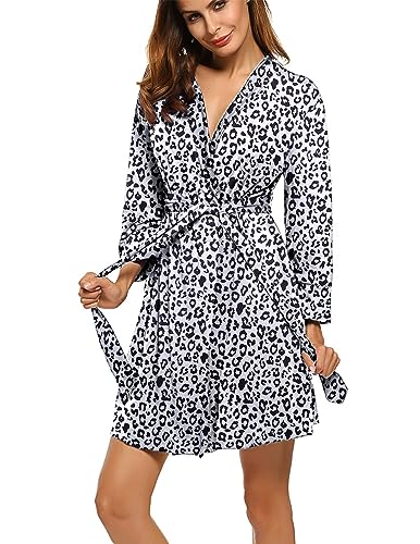 Image of HOTOUCH Womens Robe Lightweight Short Knit Bathrobe Soft Ladies Sleepwear with Pockets