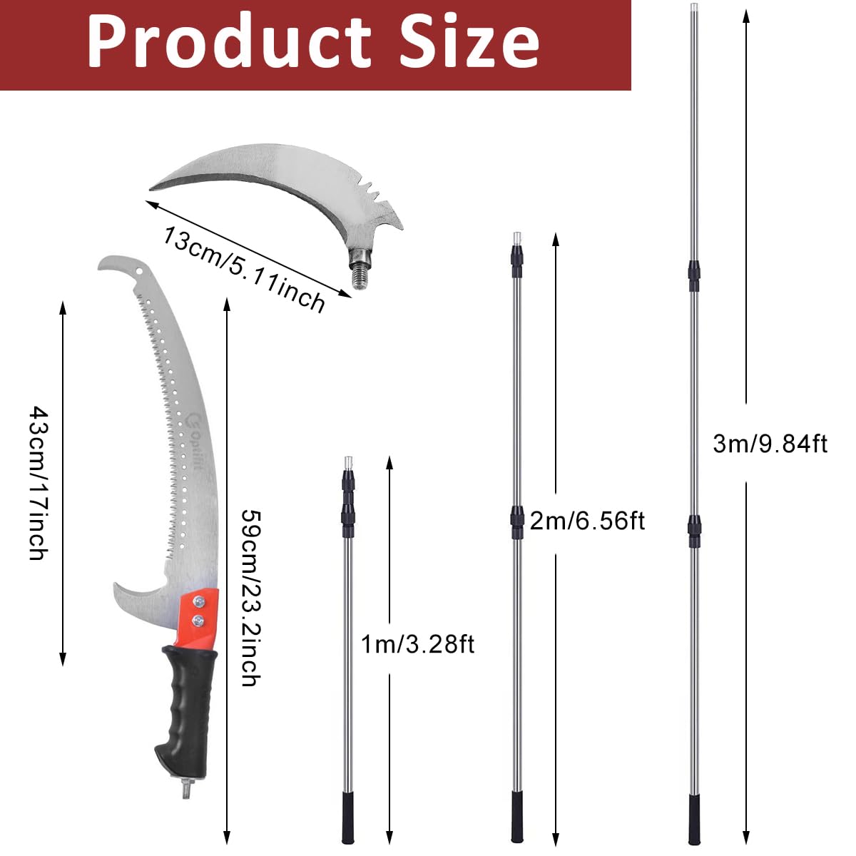 Optifit Pruning Saw - 9.8FT Telescopic Pole Saw -2