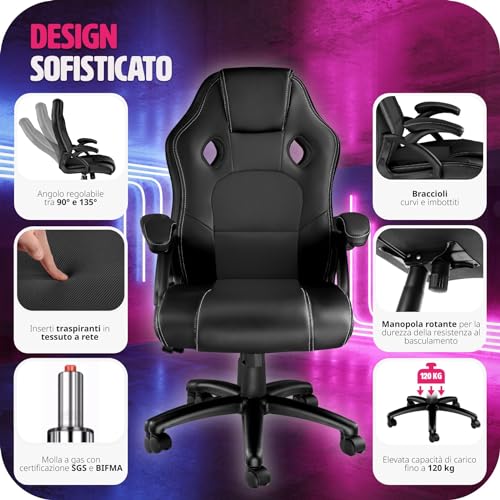 TecTake® Sedia Ergonomica da Ufficio, Sedia Gaming...