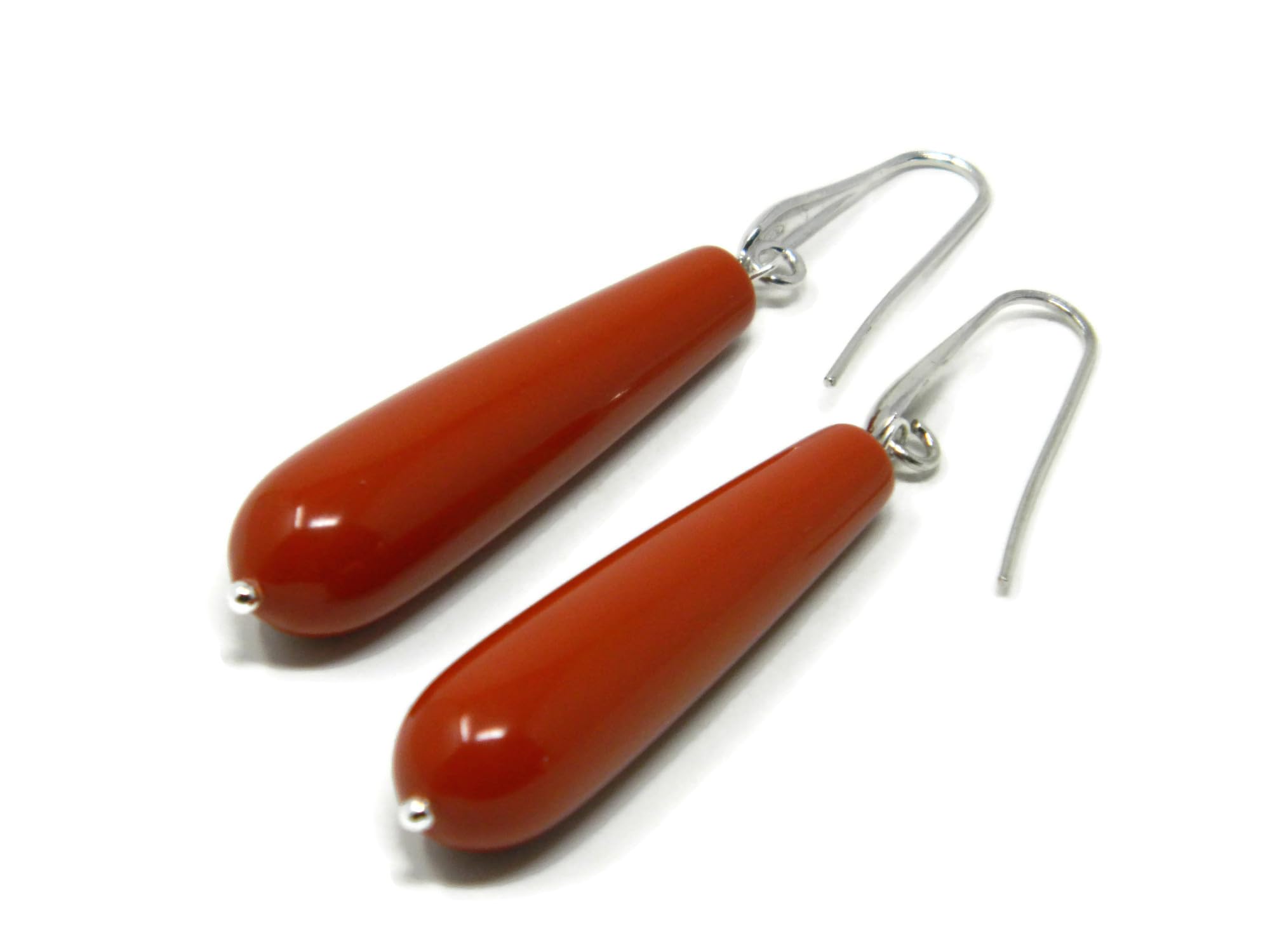 DodiGioielli Orecchini Donna Pendenti Argento 925 Corallo Rosso Sardegna | Handmade, Goccia Lunga, Rodiato, Made in Italy, Eleganti