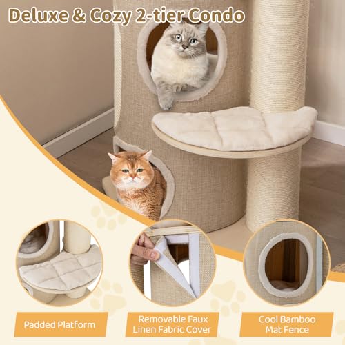 Tangkula Torre para Gatos 61 Pulgadas Multi Niveles miniatura 6