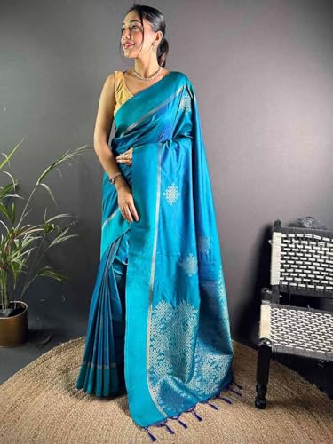 Image of SGF11 Women's Kanjivaram Pure Soft Silk Saree With Unstiched Blouse Piece