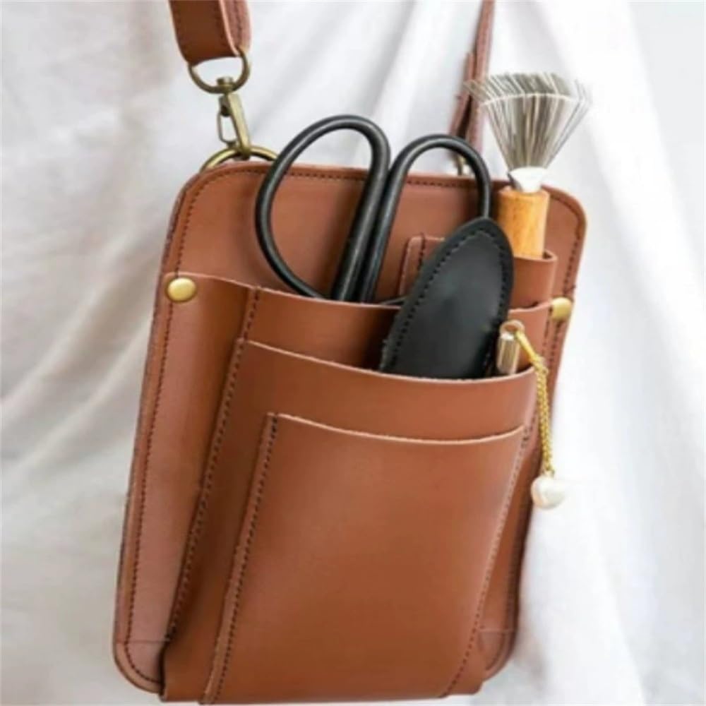Borsa per Forbici da Parrucchiere Borsa a tracolla for parrucchiere, porta-pettine, marsupio per Salone(Marrone)